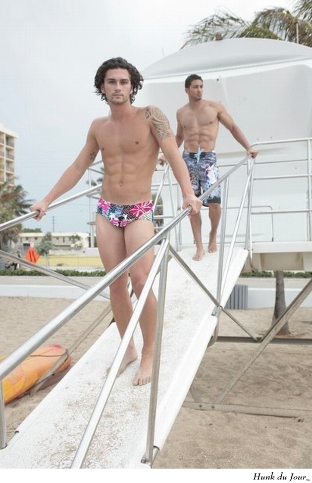 Michele models mens swimwear on a Miami beach - Hunk du Jour Michele models mens swimwear on a Miami beach - Hunk du Jour